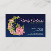 Carte De Visite Ornement de la lune de Lotus Floral (Devant)