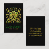 Carte De Visite Ornement de papillons celtes - Vert et or (Devant / Derrière)