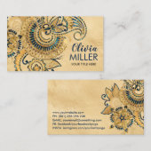 Carte De Visite Ornement floral Paisley Abalone et or (Devant / Derrière)