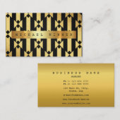 Carte De Visite Ornement géométrique Art Déco Vip Golden Black Foi (Devant / Derrière)