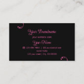 Carte De Visite Ornement moderne rose et noir avec logo (Dos)