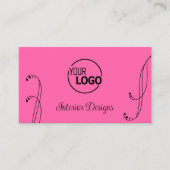 Carte De Visite Ornement moderne rose et noir avec logo (Devant)