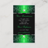 Carte De Visite Ornement noir vert remarquable Ajouter photo (Dos)