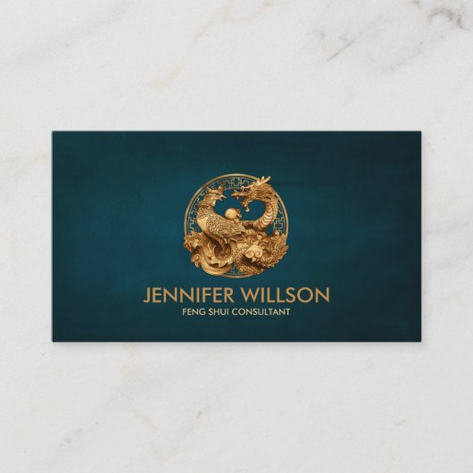 Carte De Visite Ornement Phoenix et Dragon (Devant)