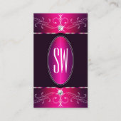 Carte De Visite Ornement rose violet bordeaux Ornat Monogramme Gla (Devant)