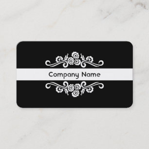 Carte De Visite Ornemental - Blanc sur Noir