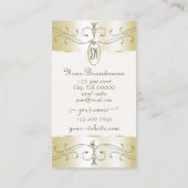 Carte De Visite Ornementations d'or et de crème glamour Initiales (Dos)