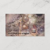 Carte De Visite Ornements Noël Or Blanc Arbre de Vacances (Devant)