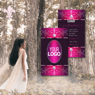 Carte De Visite Ornements rose violet bordeaux Ornat Ajouter Logo 