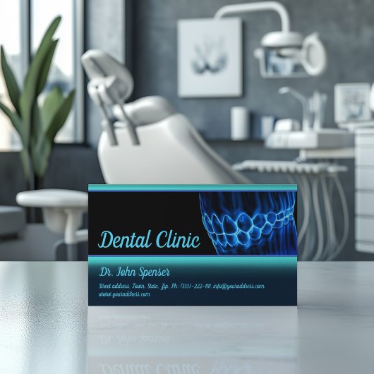 Carte de visite Orthodontiste De Dents Bleus Et De