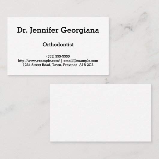 Carte de visite orthodontiste traditionnel et mini (Devant / Derrière)