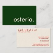 Carte De Visite osteria. (Devant / Derrière)