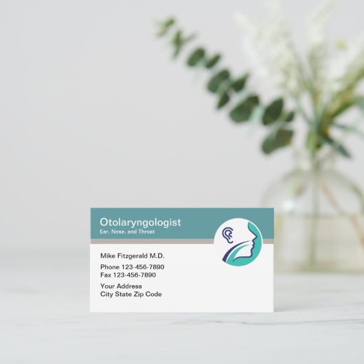Carte De Visite Otolaryngologiste Ear Nez Throse Docteur moderne (Debout devant)