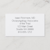Carte de visite Otolaryngologue de demi-teinte (Dos)