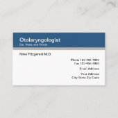 Carte De Visite Otolaryngologue Oar Nez Throse Doctor (Devant)
