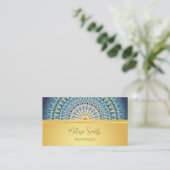 Carte De Visite OU code | Gold Blue Mandala Motif (Debout devant)