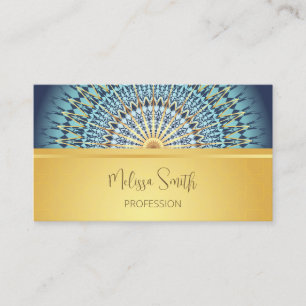 Carte De Visite OU code   Gold Blue Mandala Motif