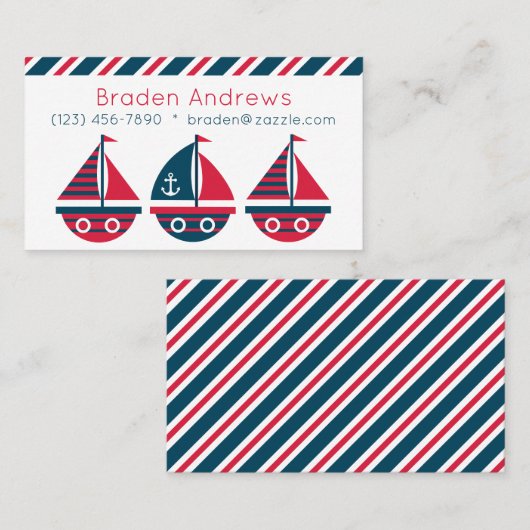 Carte de visite ou de contact pour bateaux à voile (Devant / Derrière)