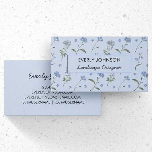 Carte De Visite Oubliez-moi pas Aquarelle Florale Bleue