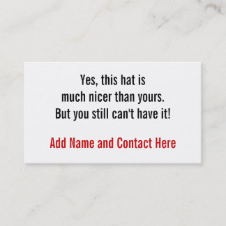 Carte De Visite Oui, ce casquette est plus intéressant….