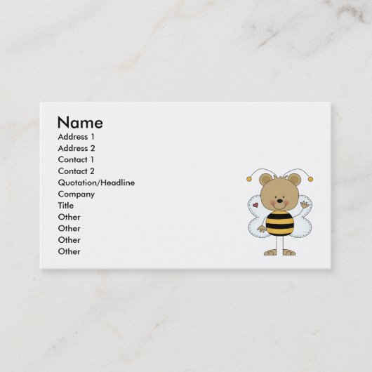 Carte De Visite ours à bourdons mignon (Devant)