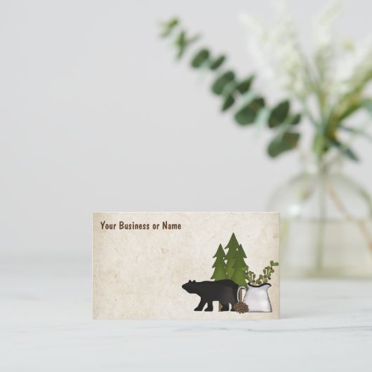 Carte De Visite Ours de silhouette rustique (Debout devant)