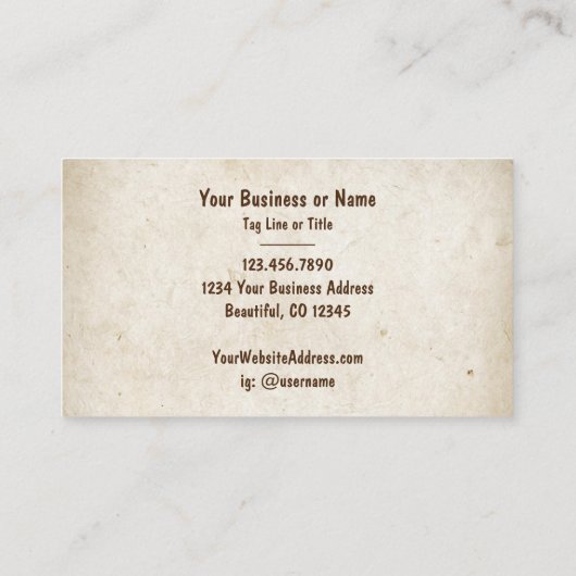 Carte De Visite Ours de silhouette rustique (Dos)