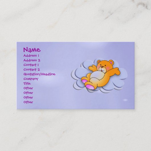 Carte De Visite Ours doux (Devant)