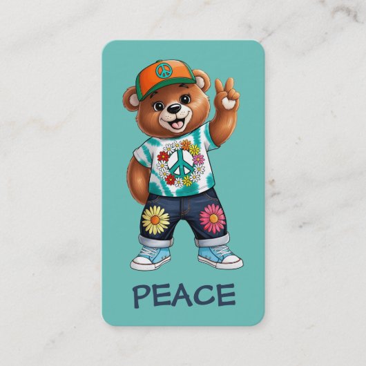 Carte De Visite Ours en peluche avec tenue paisible décontractée 1 (Devant)