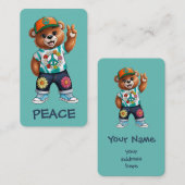 Carte De Visite Ours en peluche avec tenue paisible décontractée 1 (Devant / Derrière)