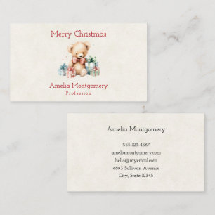 Carte De Visite Ours en peluche mignonne avec cadeaux de Noël