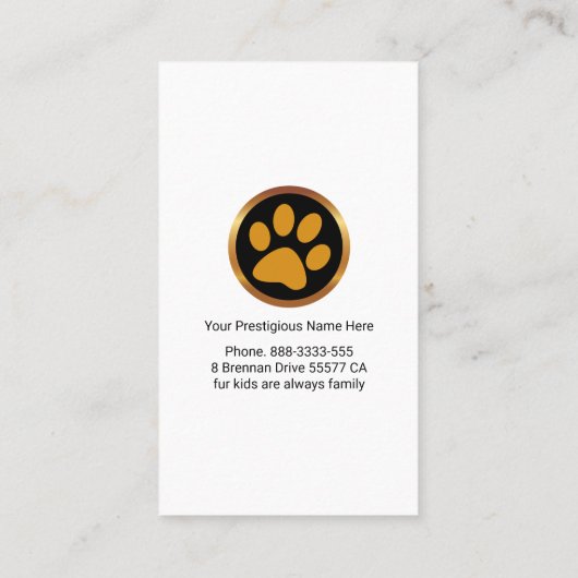 Carte De Visite Ours Fuzzy Animaux assis (Dos)