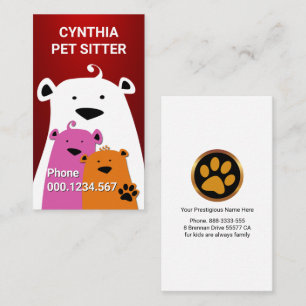 Carte De Visite Ours Fuzzy Animaux assis