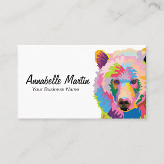 Carte De Visite Ours grizzli Pop Art coloré