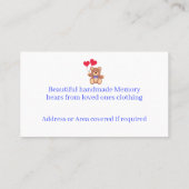 Carte De Visite Ours mémoire Teddy (Dos)