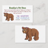 Carte De Visite Ours mignon avec dessin animé sur les fleurs (Devant / Derrière)