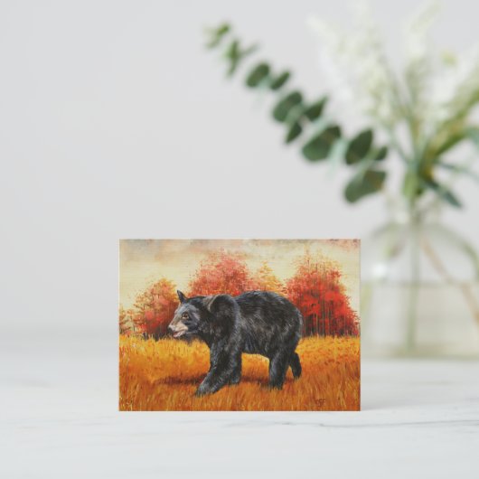 Carte De Visite Ours noir en forêt d'automne (Debout devant)