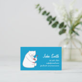 Carte De Visite Ours Polaire Jouer Ukulele Musique Bleu (Debout devant)