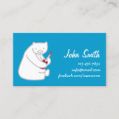 Carte De Visite Ours Polaire Jouer Ukulele Musique Bleu (Devant)