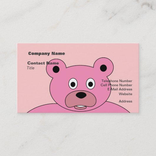 Carte De Visite Ours rose (Devant)