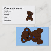 Carte De Visite Ours Teddy Bleu Triste (Devant / Derrière)