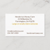 Carte De Visite Ours Whimsical Au Miel Jar Honey (Dos)