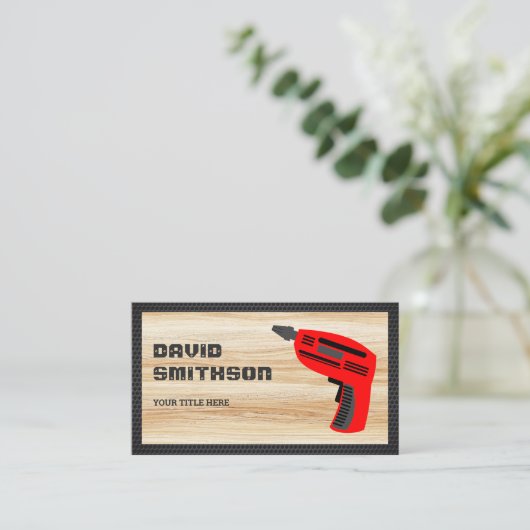 Carte De Visite Outil d'alimentation en bois clair Machine à perce (Debout devant)