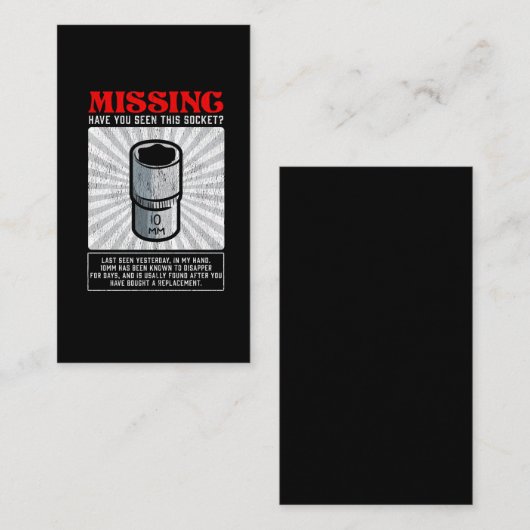 Carte De Visite Outil d'atelier manquant de socket 10mm mécanique (Devant / Derrière)