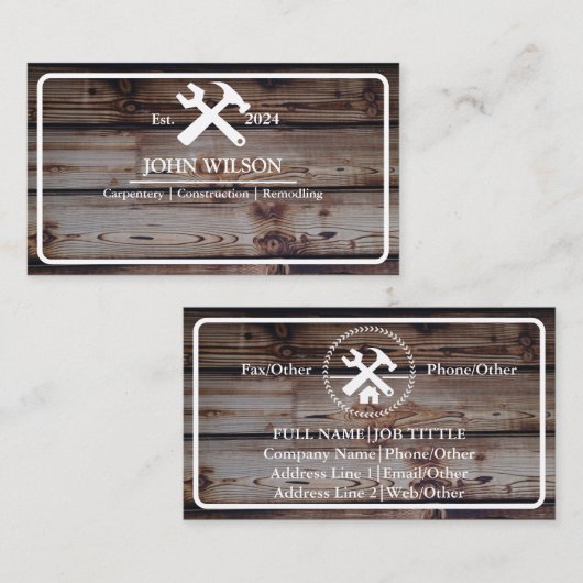 Carte De Visite Outil de charpentier pour constructeurs profession (Devant / Derrière)