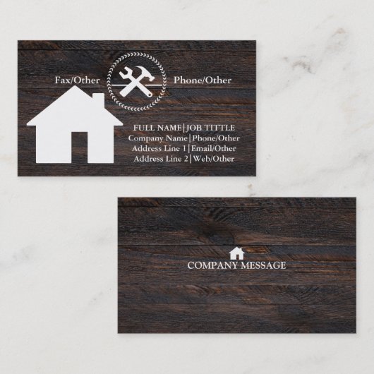 Carte De Visite Outil de charpentier pour constructeurs profession (Devant / Derrière)