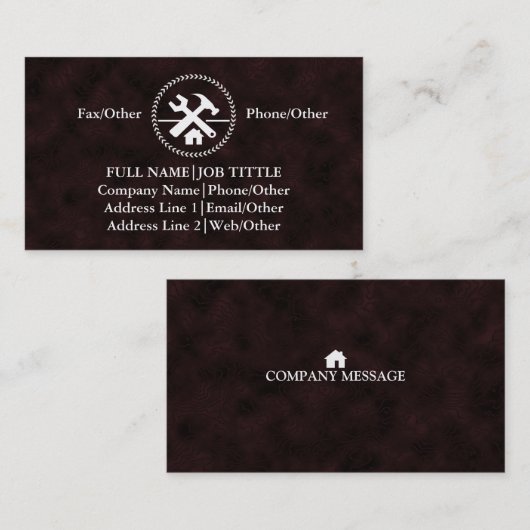 Carte De Visite Outil de charpentier pour constructeurs profession (Devant / Derrière)