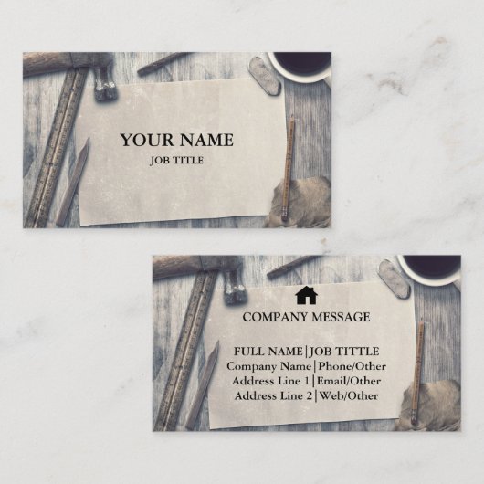 Carte De Visite Outil de charpentier pour constructeurs profession (Devant / Derrière)