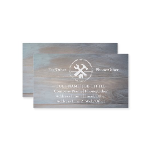 Carte De Visite Outil de charpentier pour constructeurs profession (Devant/Arrière en situation)