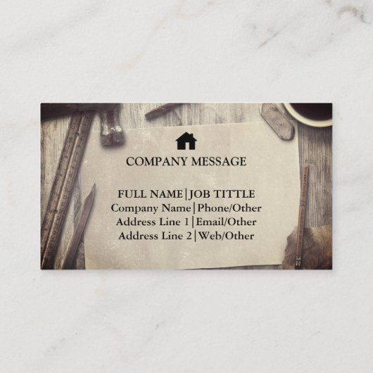 Carte De Visite Outil de charpentier pour constructeurs profession (Dos)